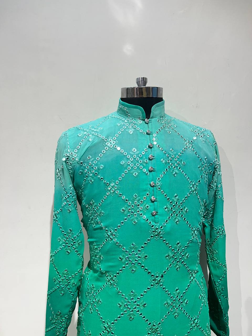 Ombre Dyed Mirrorwork Kurta Set