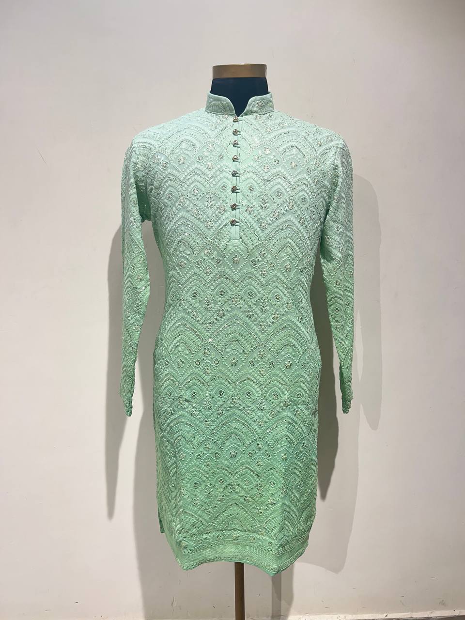 Ombre Dyed Chikankari Kurta Set With Sequins