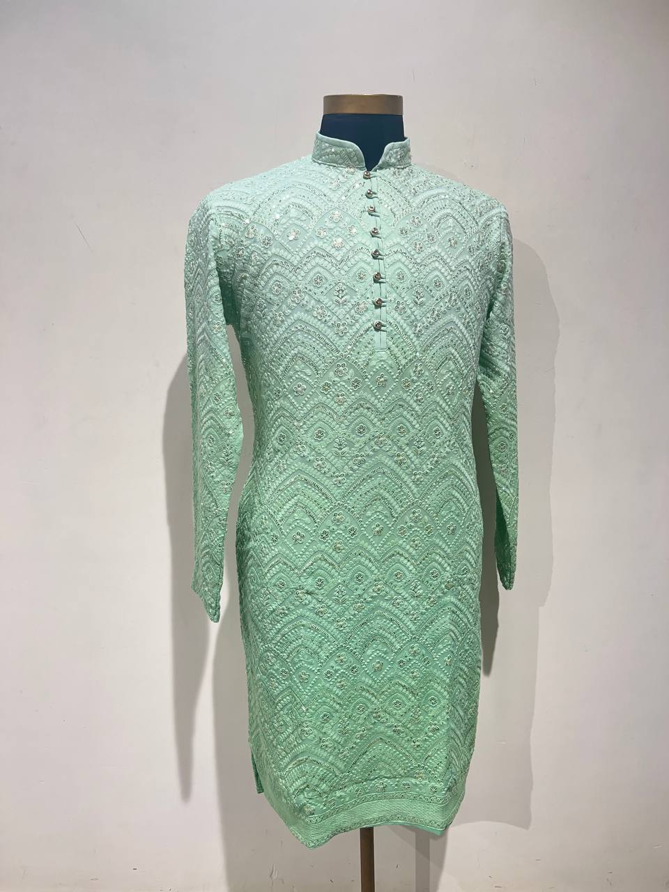 Ombre Dyed Chikankari Kurta Set With Sequins