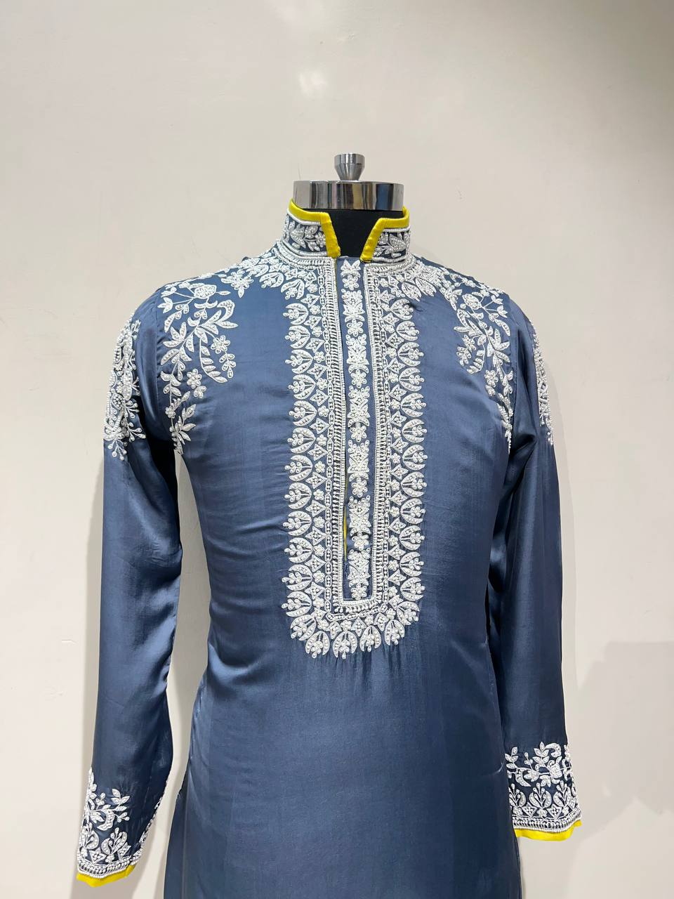 Hand Embroidered Pearlwork Kurta Set