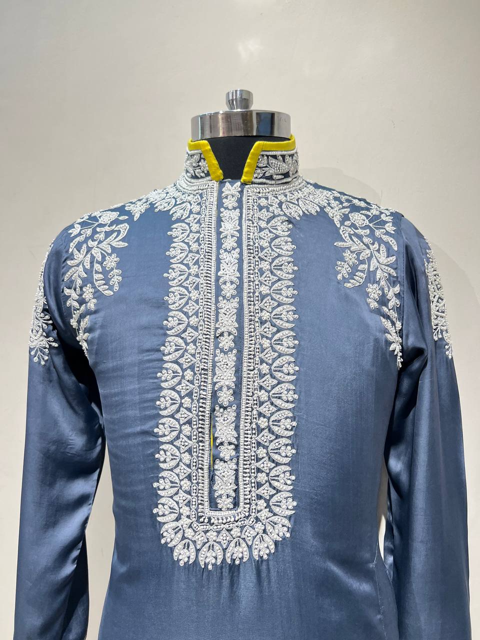 Hand Embroidered Pearlwork Kurta Set