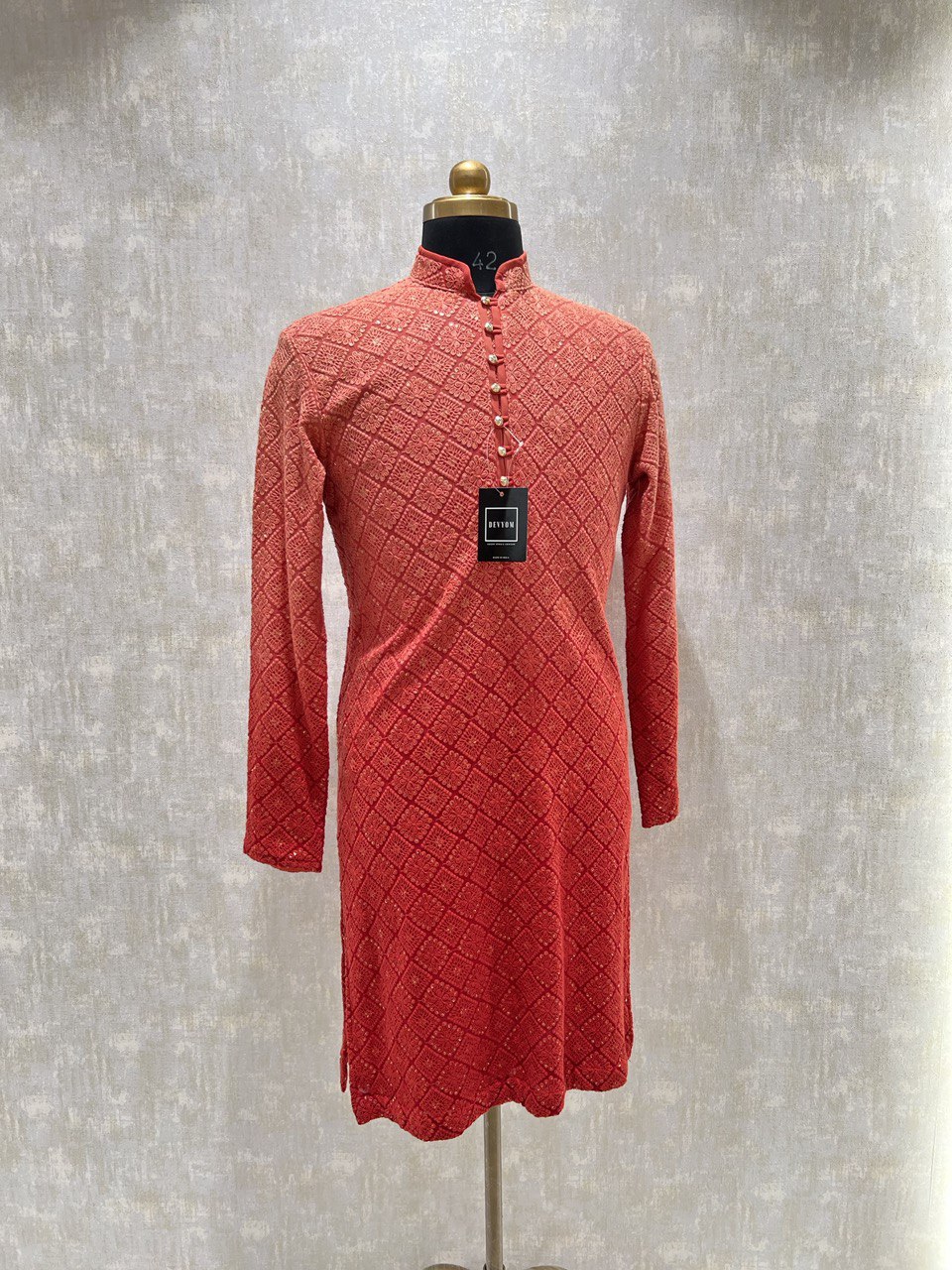 Ombre Dyed Chikankari Kurta Set With Sequins