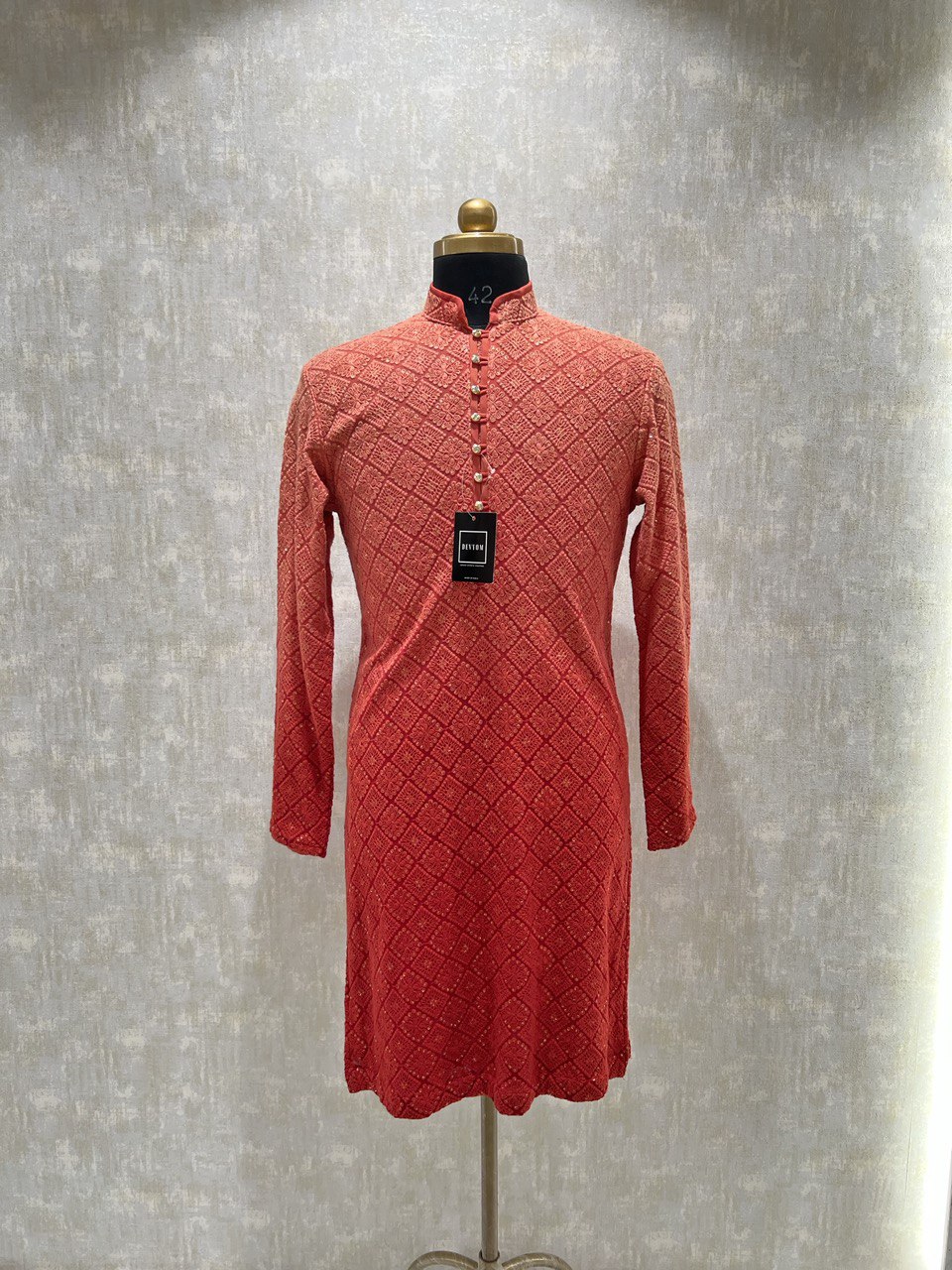 Ombre Dyed Chikankari Kurta Set With Sequins