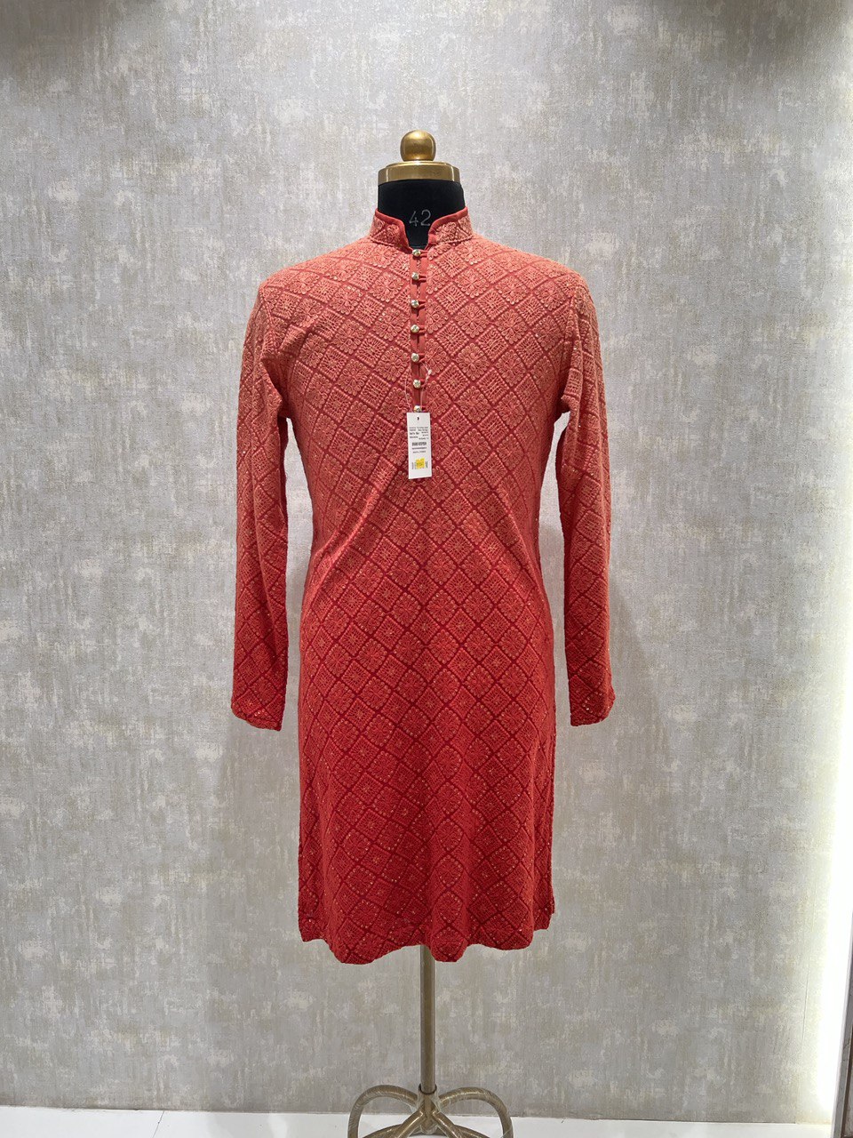 Ombre Dyed Chikankari Kurta Set With Sequins