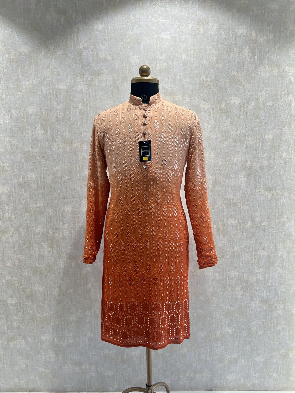 Ombre Dyed Mirrorwork Kurta Set