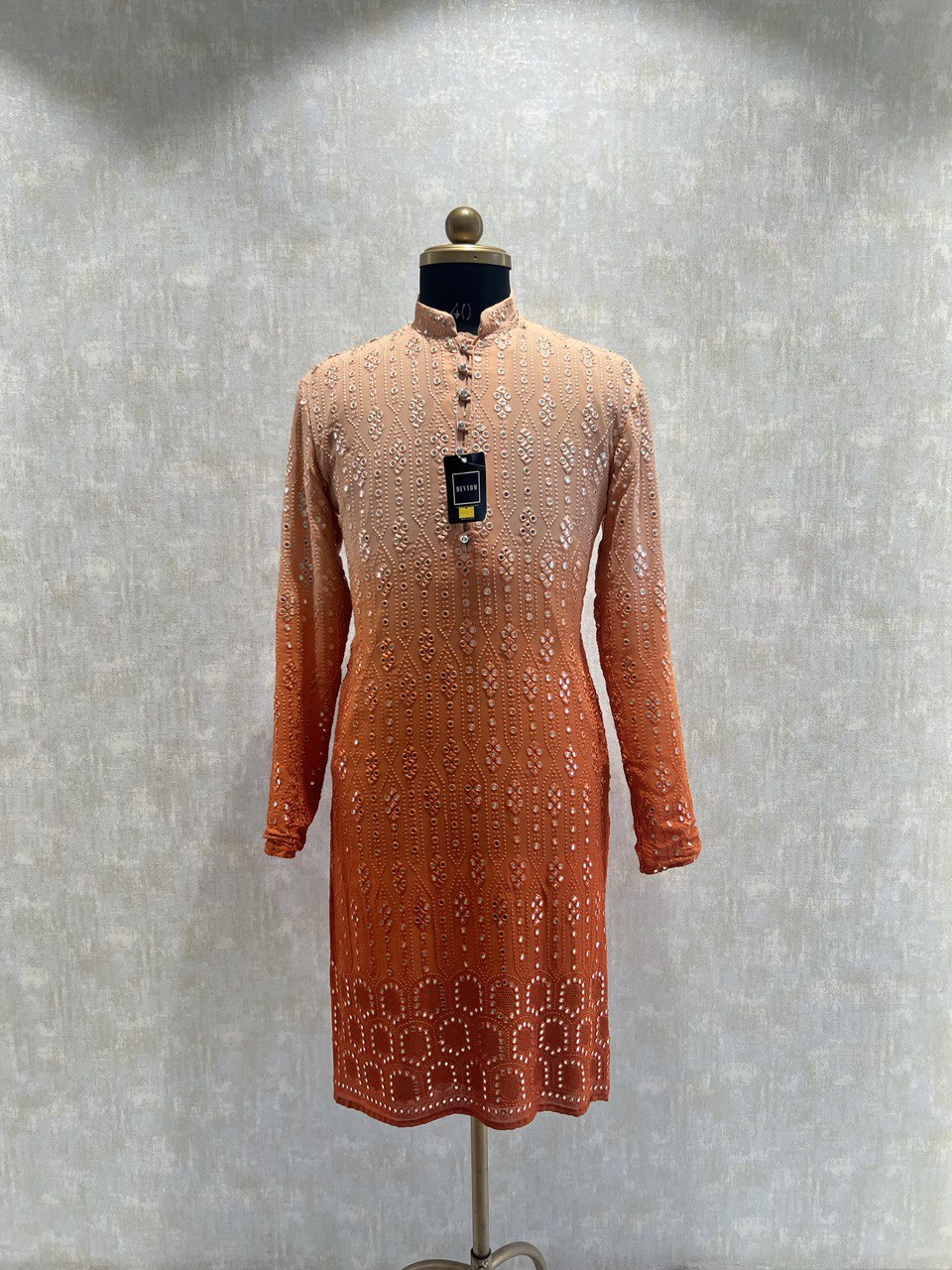 Ombre Dyed Mirrorwork Kurta Set