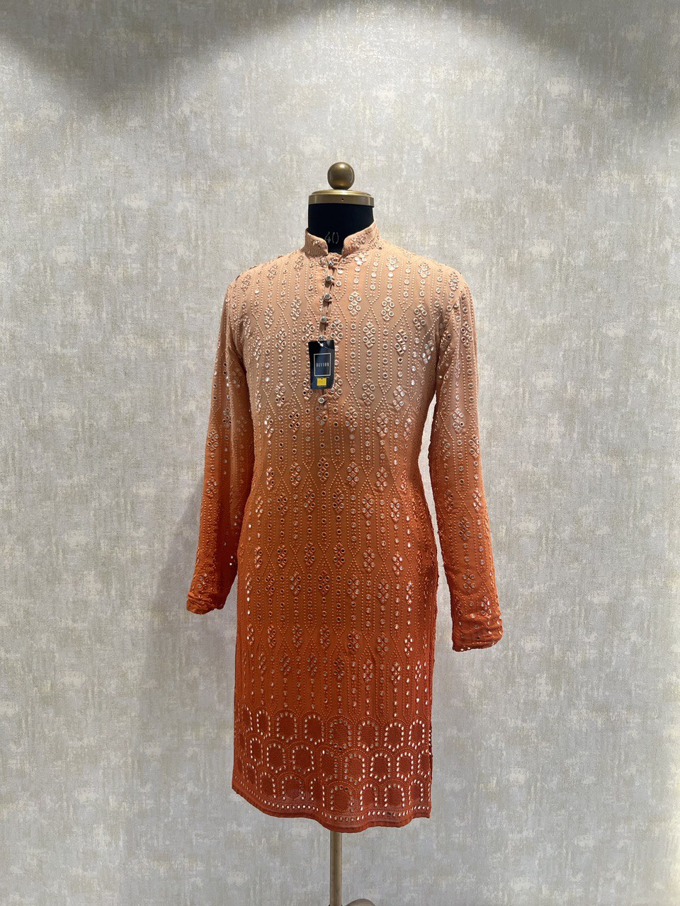 Ombre Dyed Mirrorwork Kurta Set