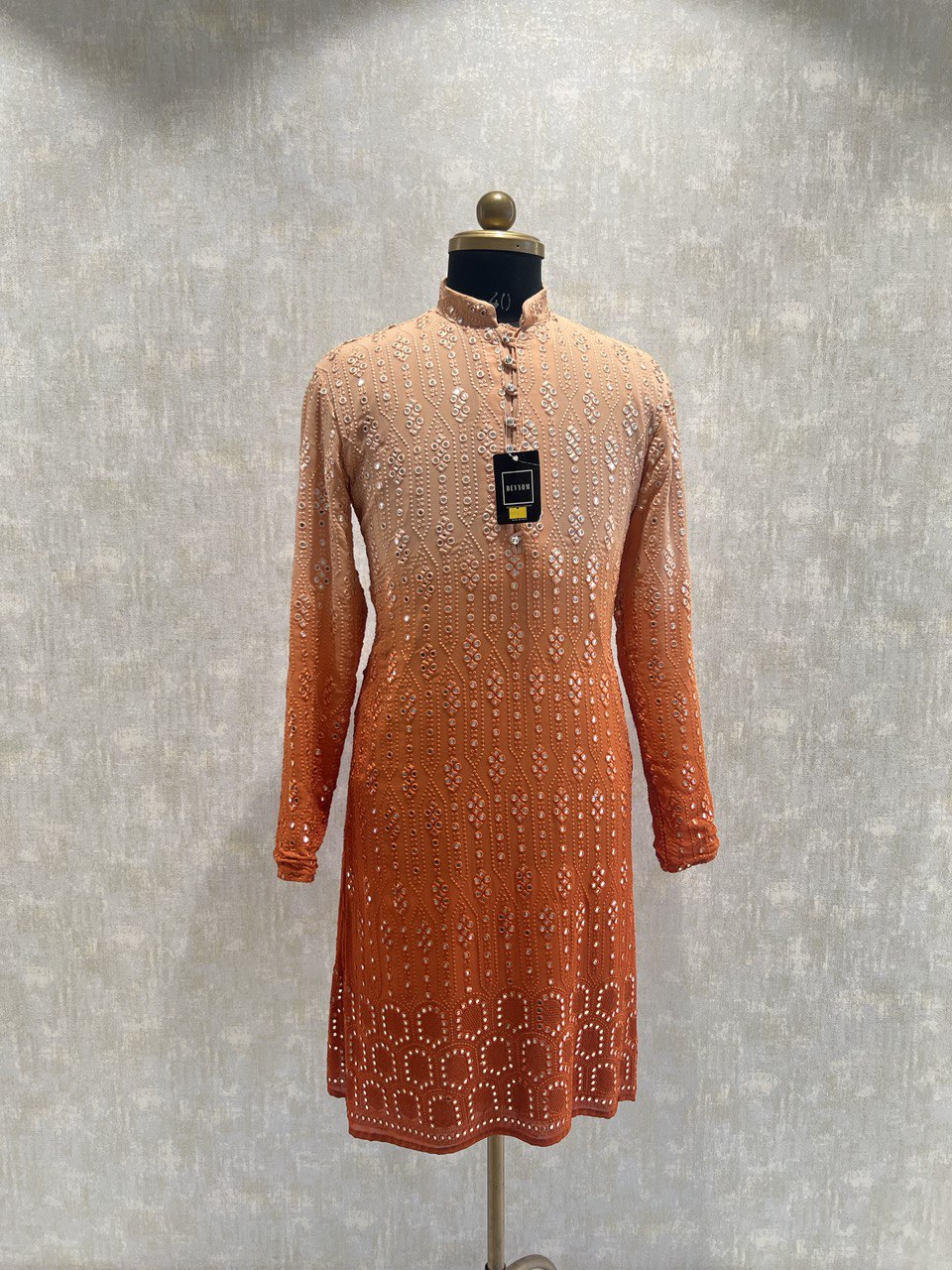 Ombre Dyed Mirrorwork Kurta Set