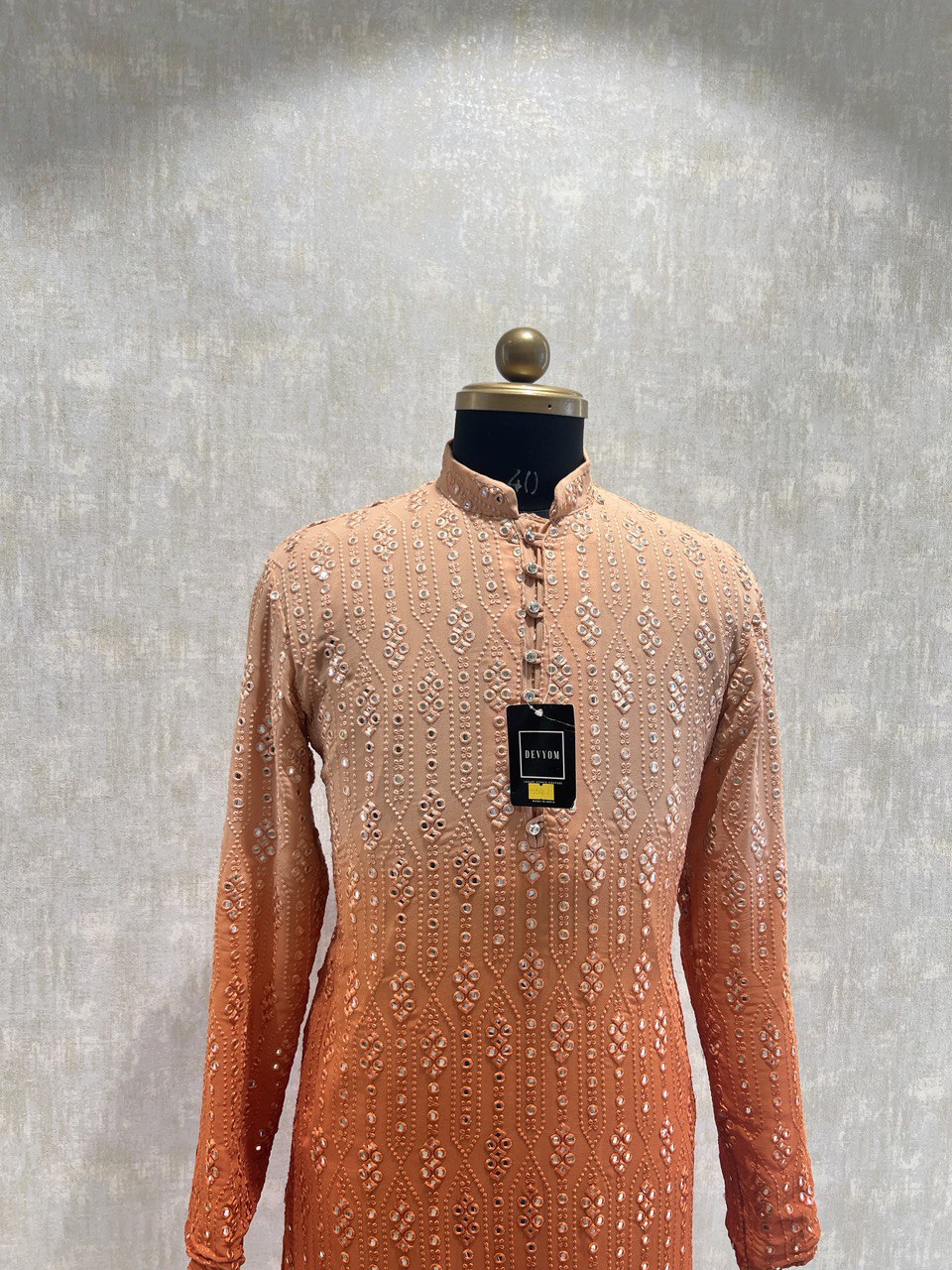 Ombre Dyed Mirrorwork Kurta Set