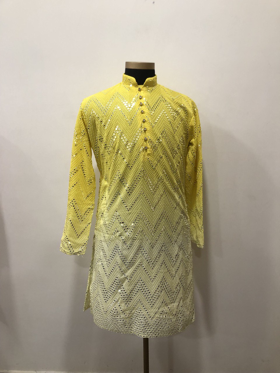 Ombre Effect Mirrorwork Kurta Set