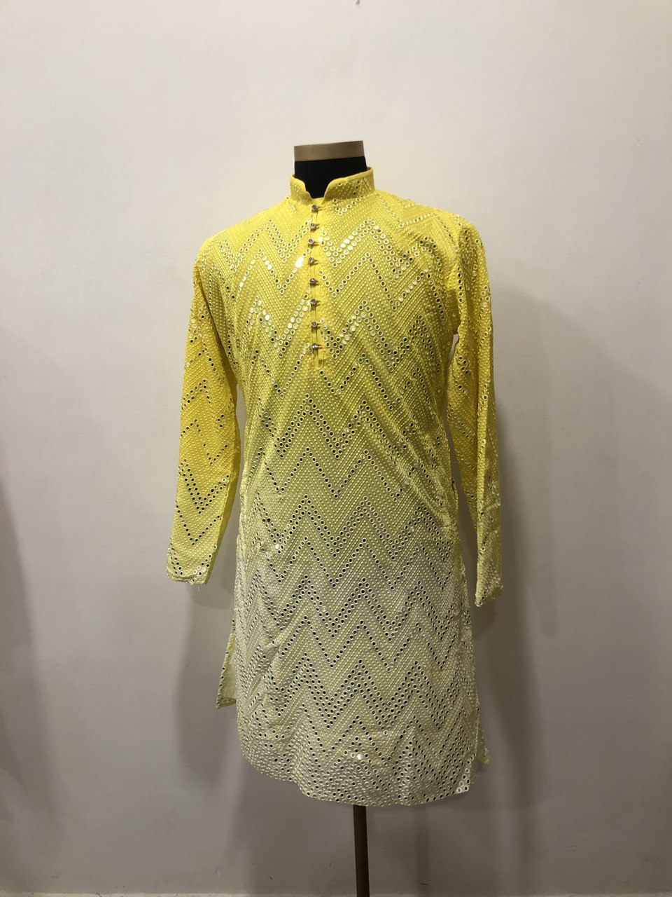 Ombre Effect Mirrorwork Kurta Set