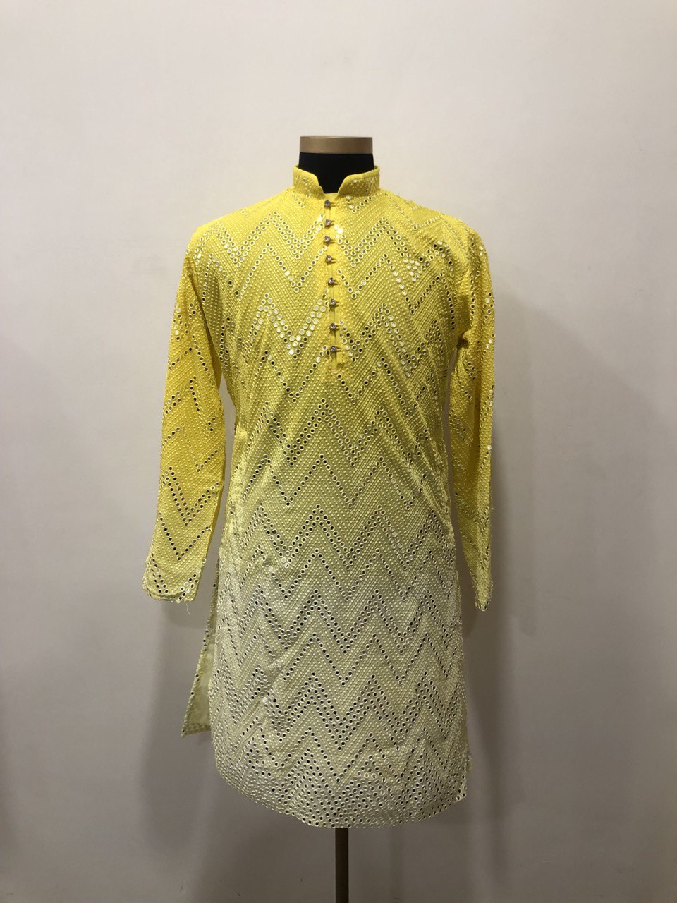 Ombre Effect Mirrorwork Kurta Set