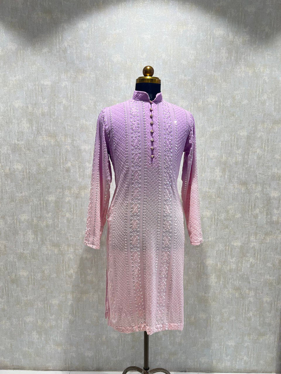 Ombre Effect Mirrorwork Kurta Set