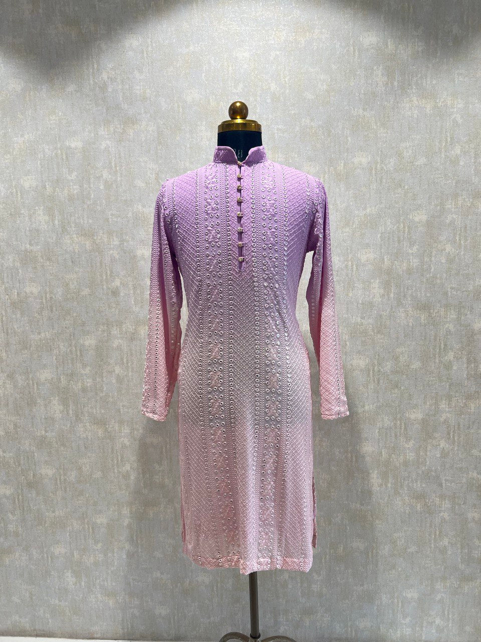 Ombre Effect Mirrorwork Kurta Set