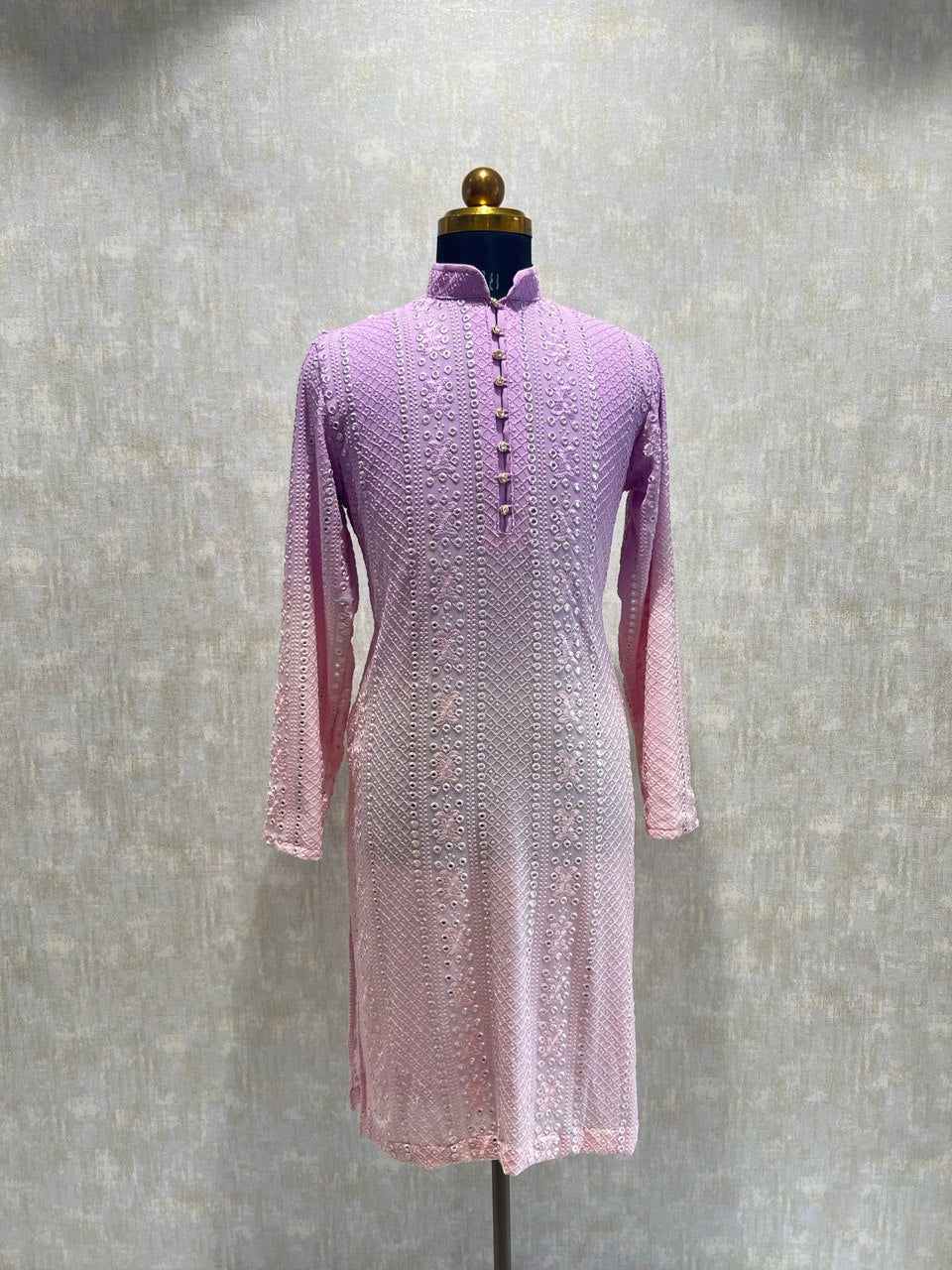 Ombre Effect Mirrorwork Kurta Set