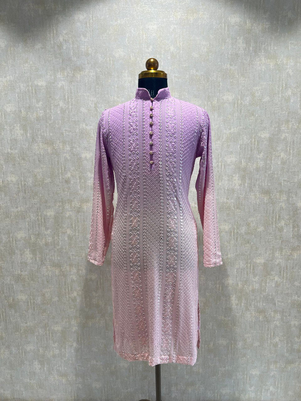 Ombre Effect Mirrorwork Kurta Set