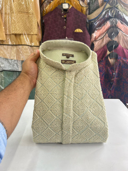 Box Designed Chikankari Embroidered Kurta Set