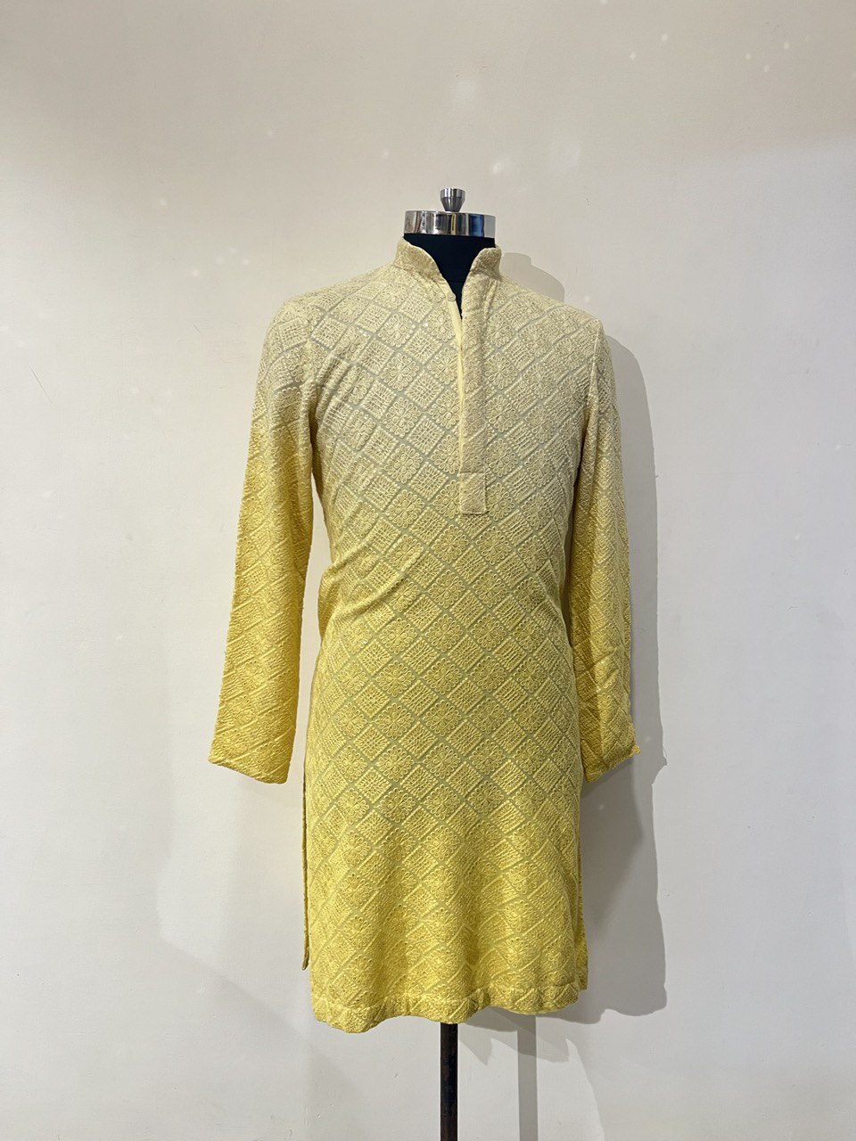 Ombre Dyed Chikankari Kurta Set With Sequins