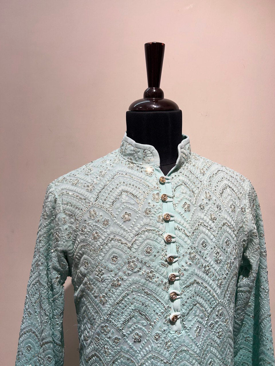 Ombre Dyed Chikankari Kurta Set With Sequins