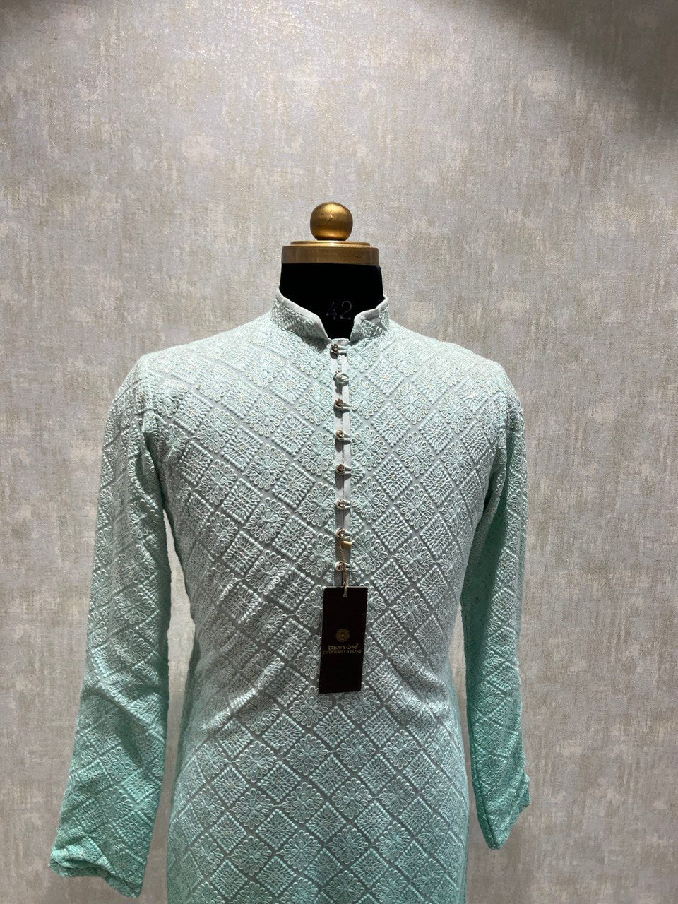 Ombre Dyed Chikankari Kurta Set With Sequins