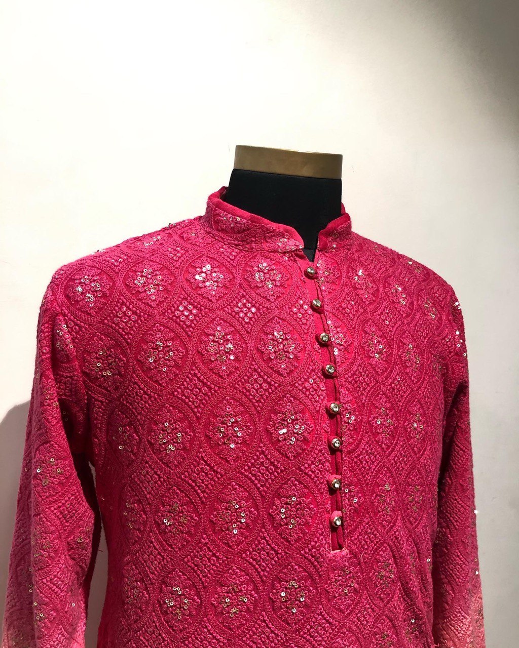 Ombre Dyed Chikankari Kurta Set With Sequins