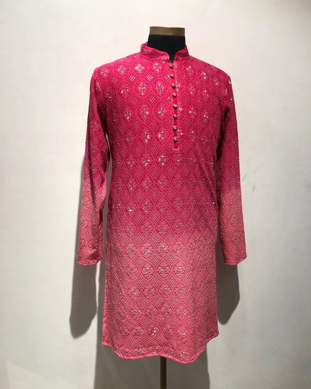 Ombre Dyed Chikankari Kurta Set With Sequins