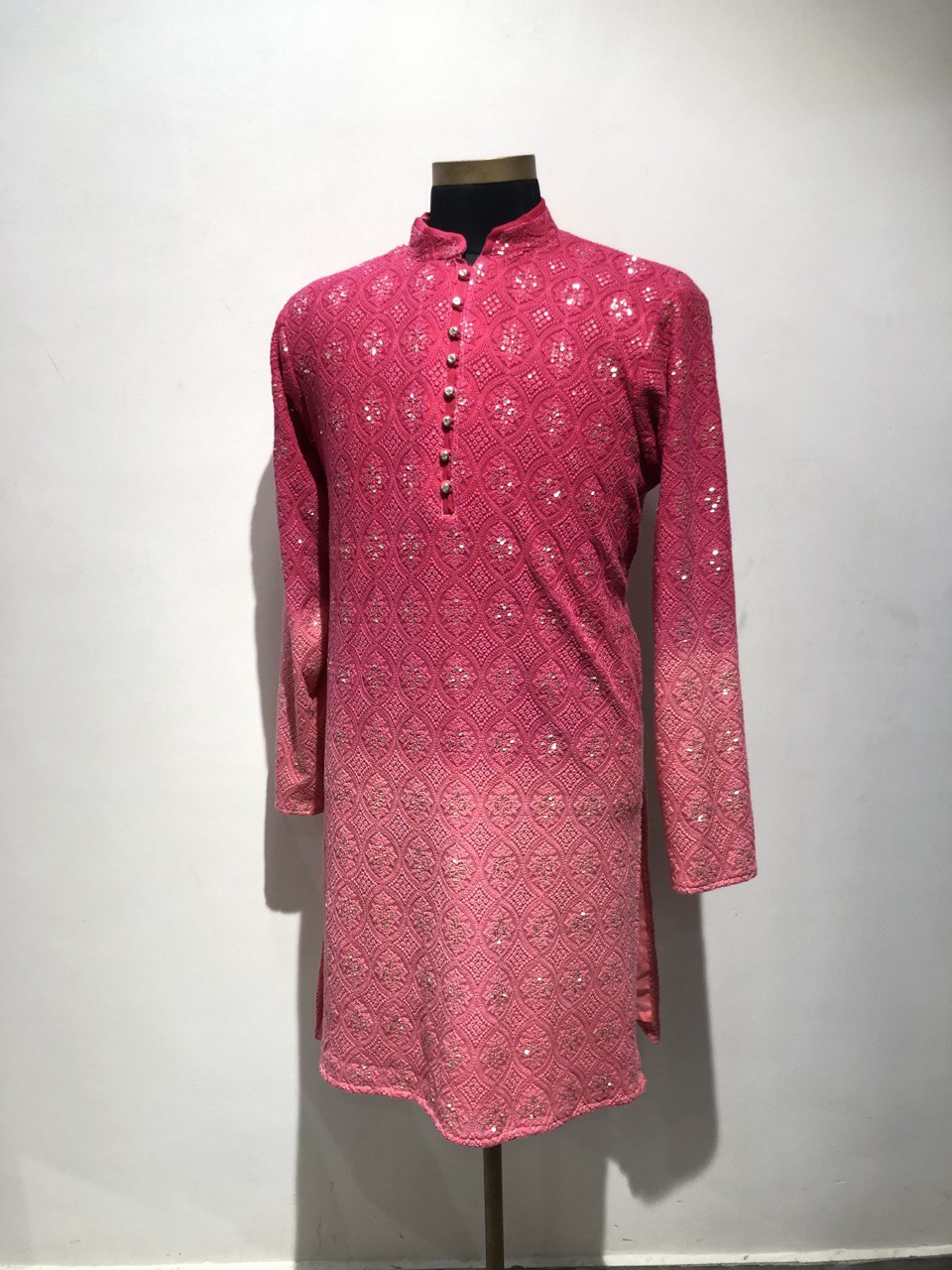 Ombre Dyed Chikankari Kurta Set With Sequins