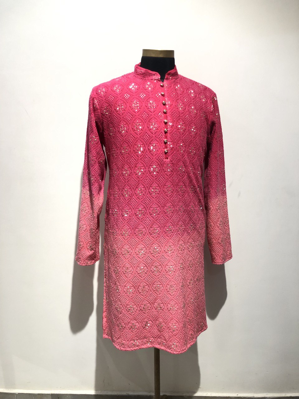 Ombre Dyed Chikankari Kurta Set With Sequins