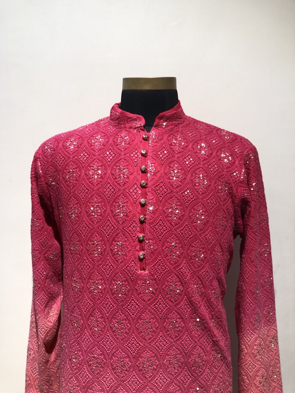 Ombre Dyed Chikankari Kurta Set With Sequins