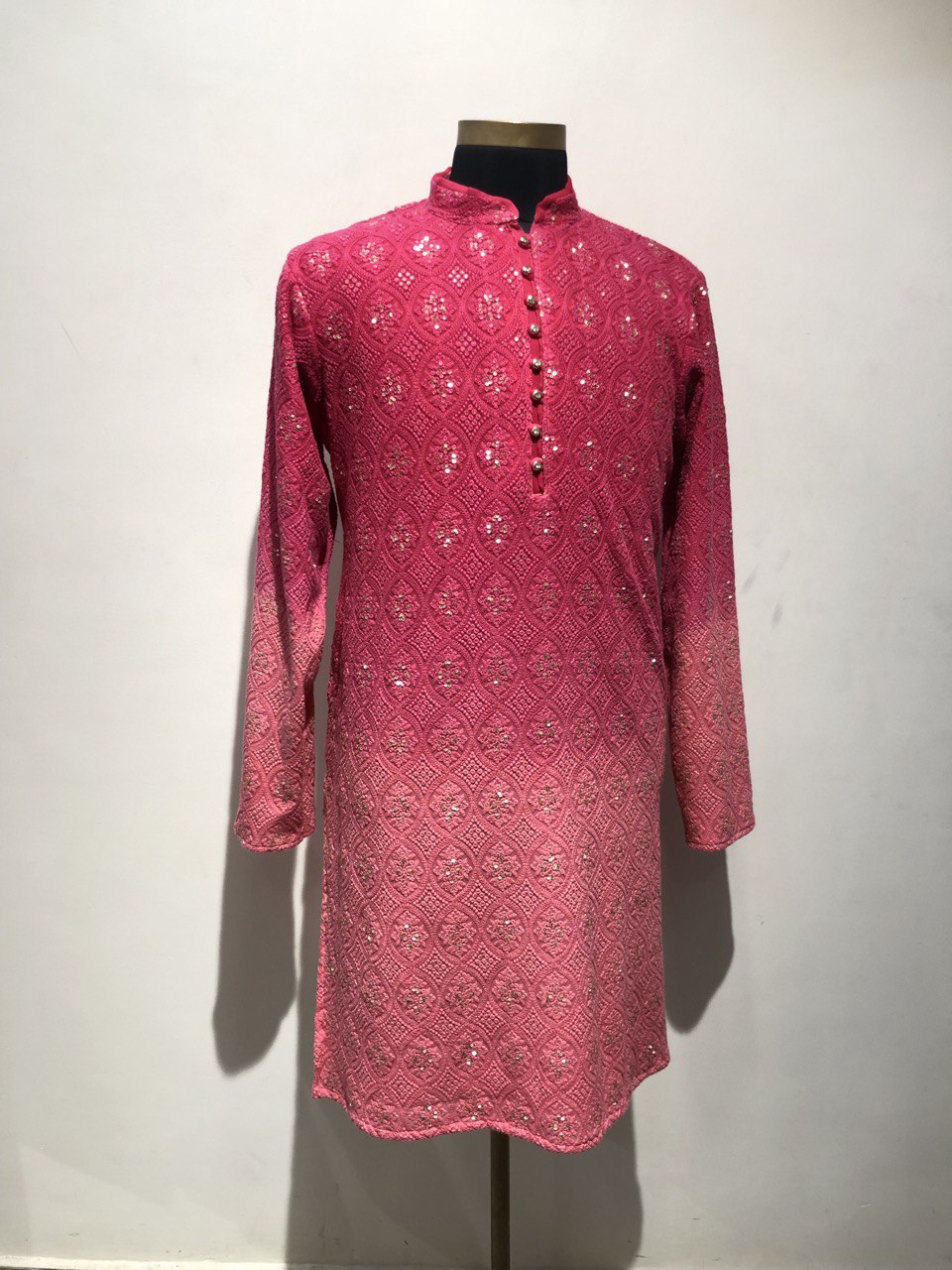 Ombre Dyed Chikankari Kurta Set With Sequins