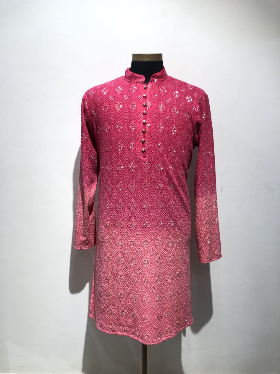 Ombre Dyed Chikankari Kurta Set With Sequins