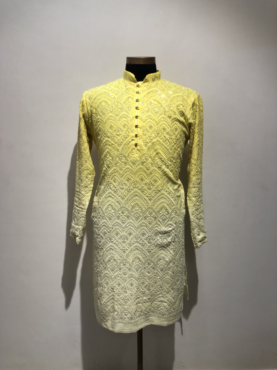 Ombre Dyed Chikankari Kurta Set With Sequins