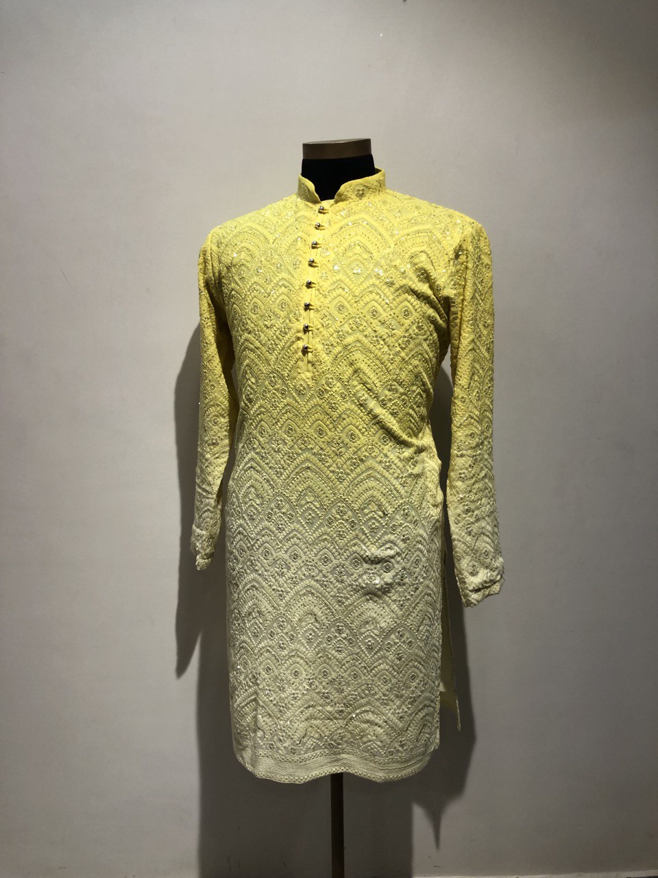 Ombre Dyed Chikankari Kurta Set With Sequins