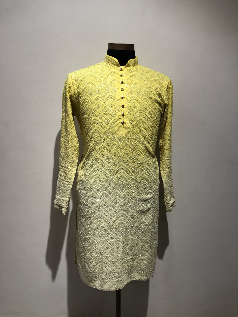 Ombre Dyed Chikankari Kurta Set With Sequins