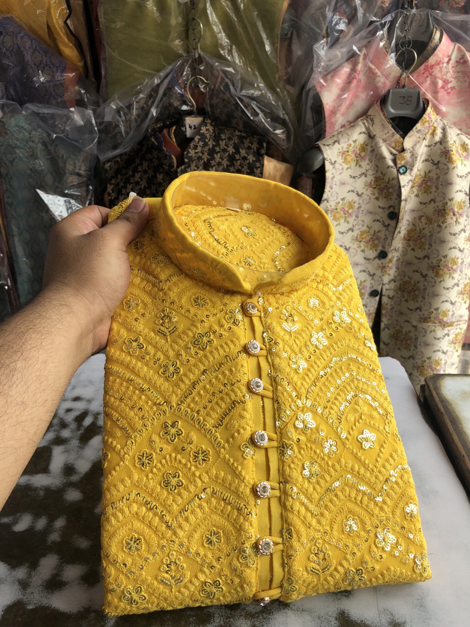 Lucknowi Sequins Worked Chikankari Kurta Set