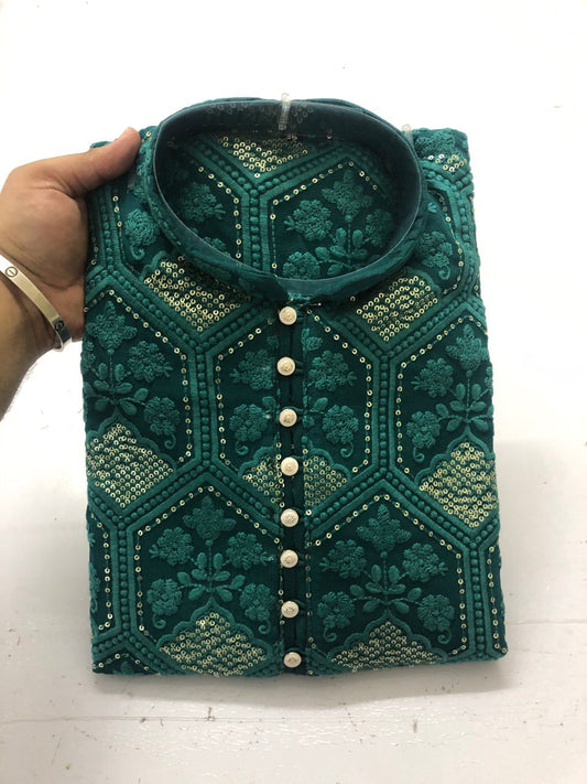 Chikankari Kurta Set With Sequins