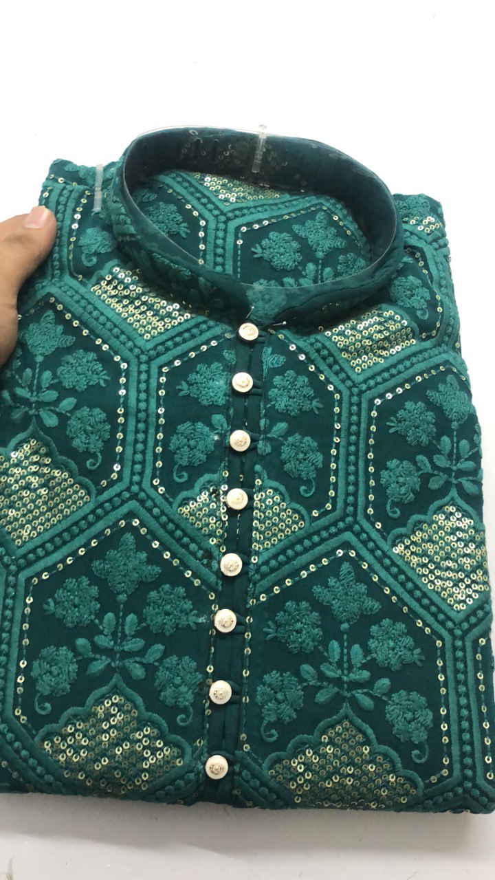 Chikankari Kurta Set With Sequins