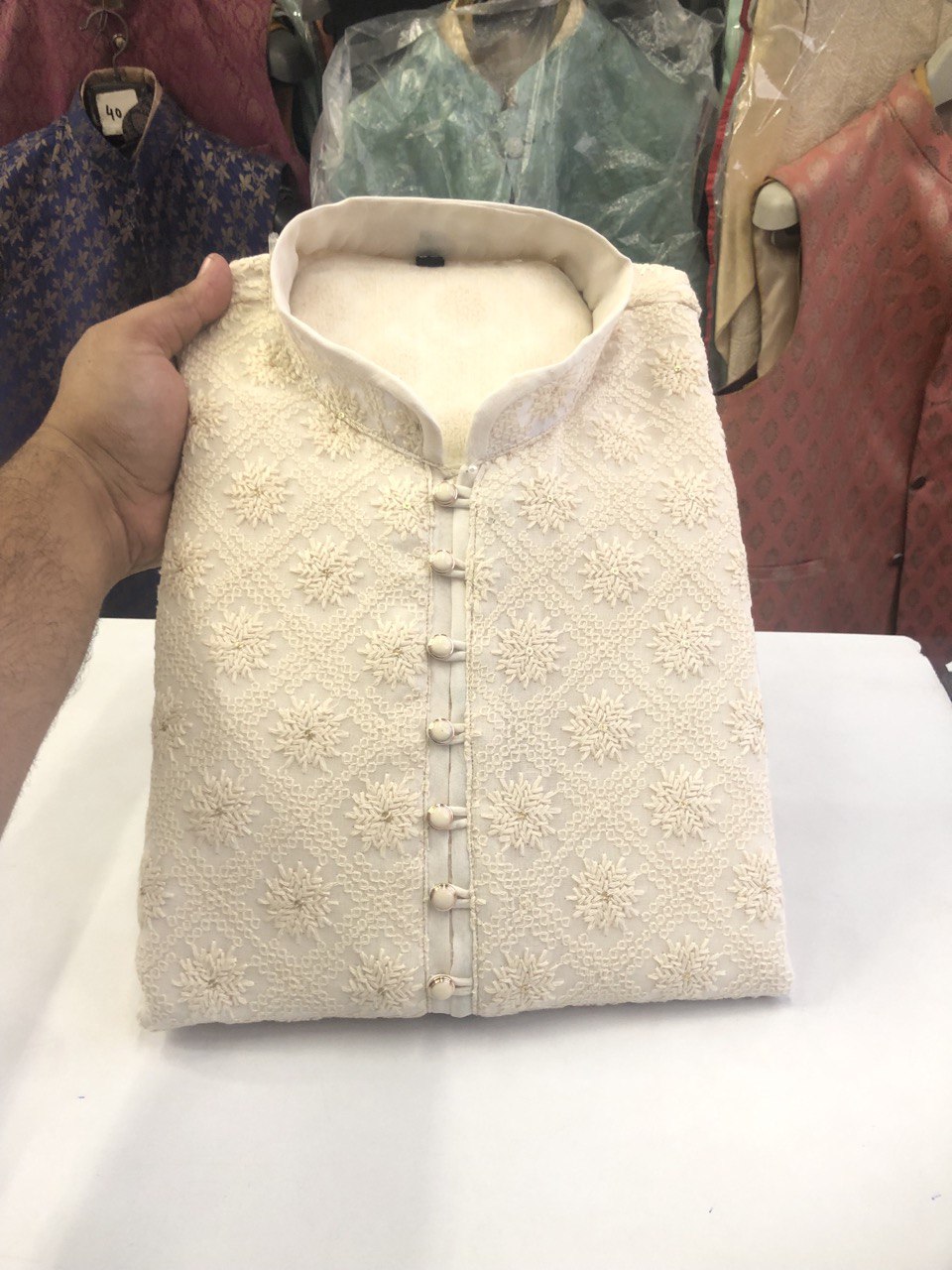 Lucknowi Sequins Worked Chikankari Kurta Set