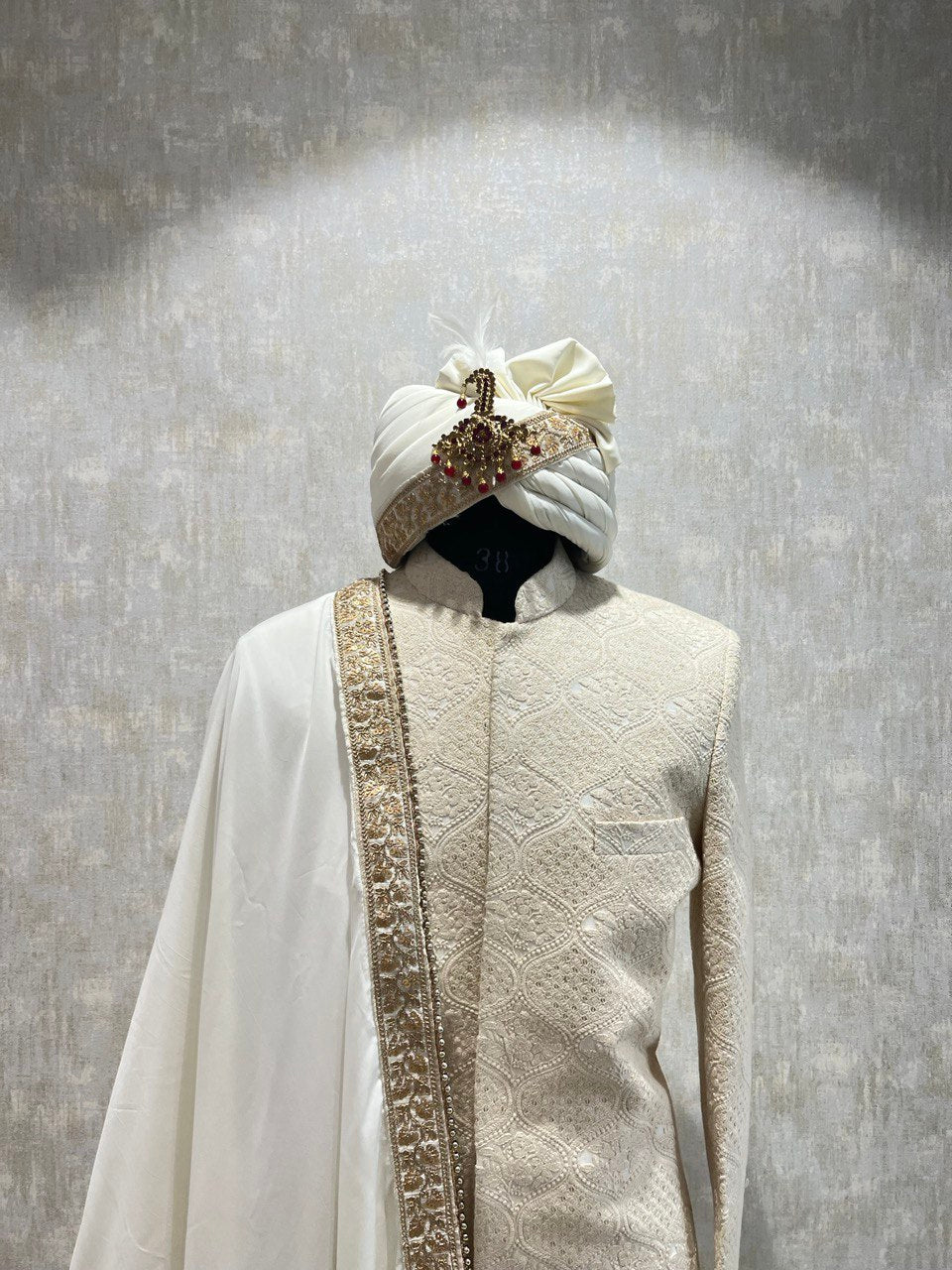 Ivory Threadwork Groomswear Sherwani Set