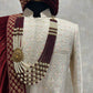 Ivory Threadwork Sherwani Set With Pink Hints