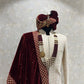 Ivory Threadwork Sherwani Set With Pink Hints