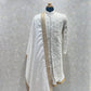 Ivory Thread Sherwani Set With Cut Dana Embroidery