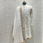 Ivory Thread Sherwani Set With Cut Dana Embroidery