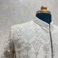 Ivory Thread Sherwani Set With Cut Dana Embroidery