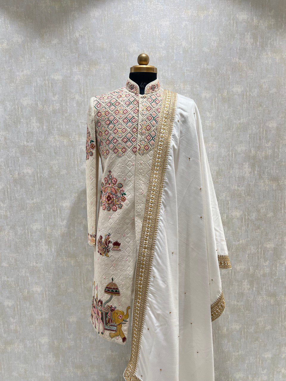 Rajwada Themed Cutdana Embroidery Sherwani Set