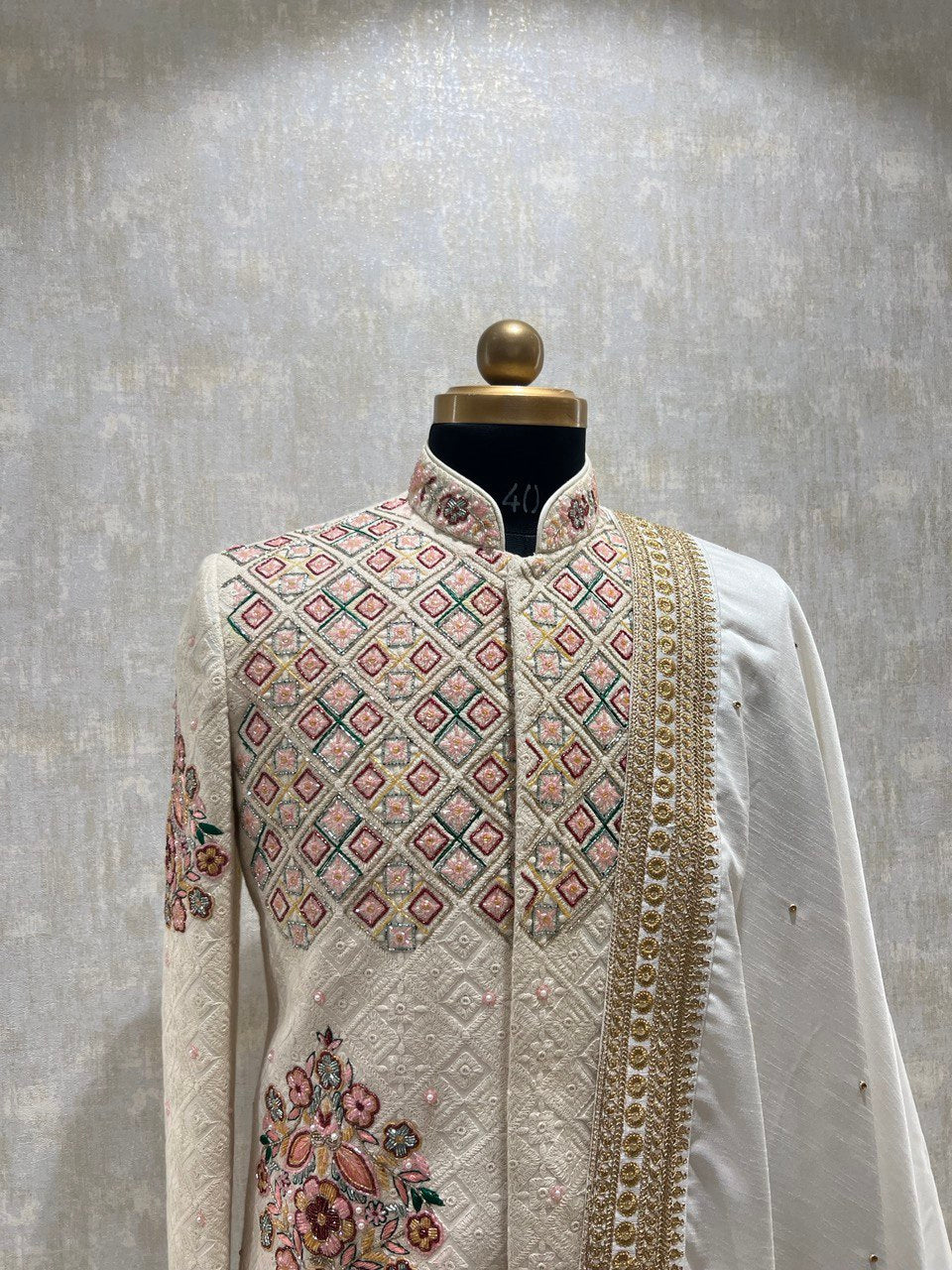 Rajwada Themed Cutdana Embroidery Sherwani Set