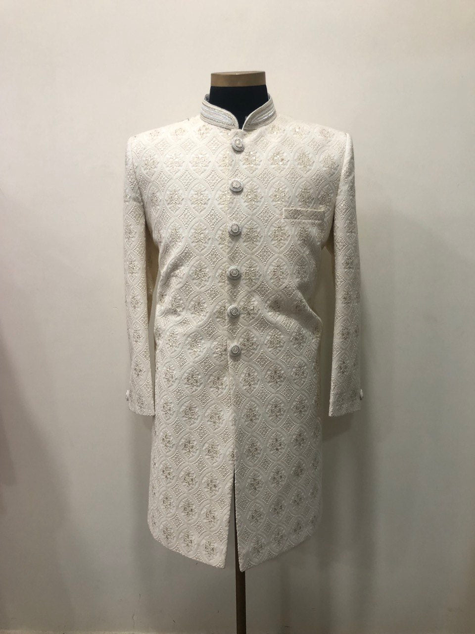 Ivory Asymettric Groomswear Sherwani Set