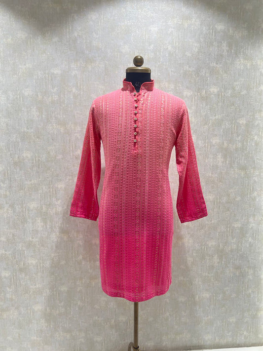 Ombre Dyed Chikankari Kurta Set With Sequins