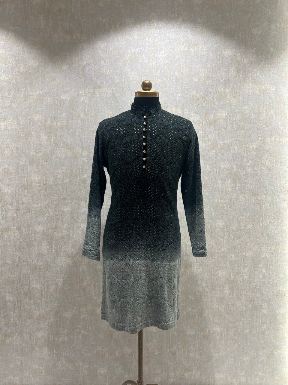 Ombre Dyed Chikankari Kurta Set With Sequins