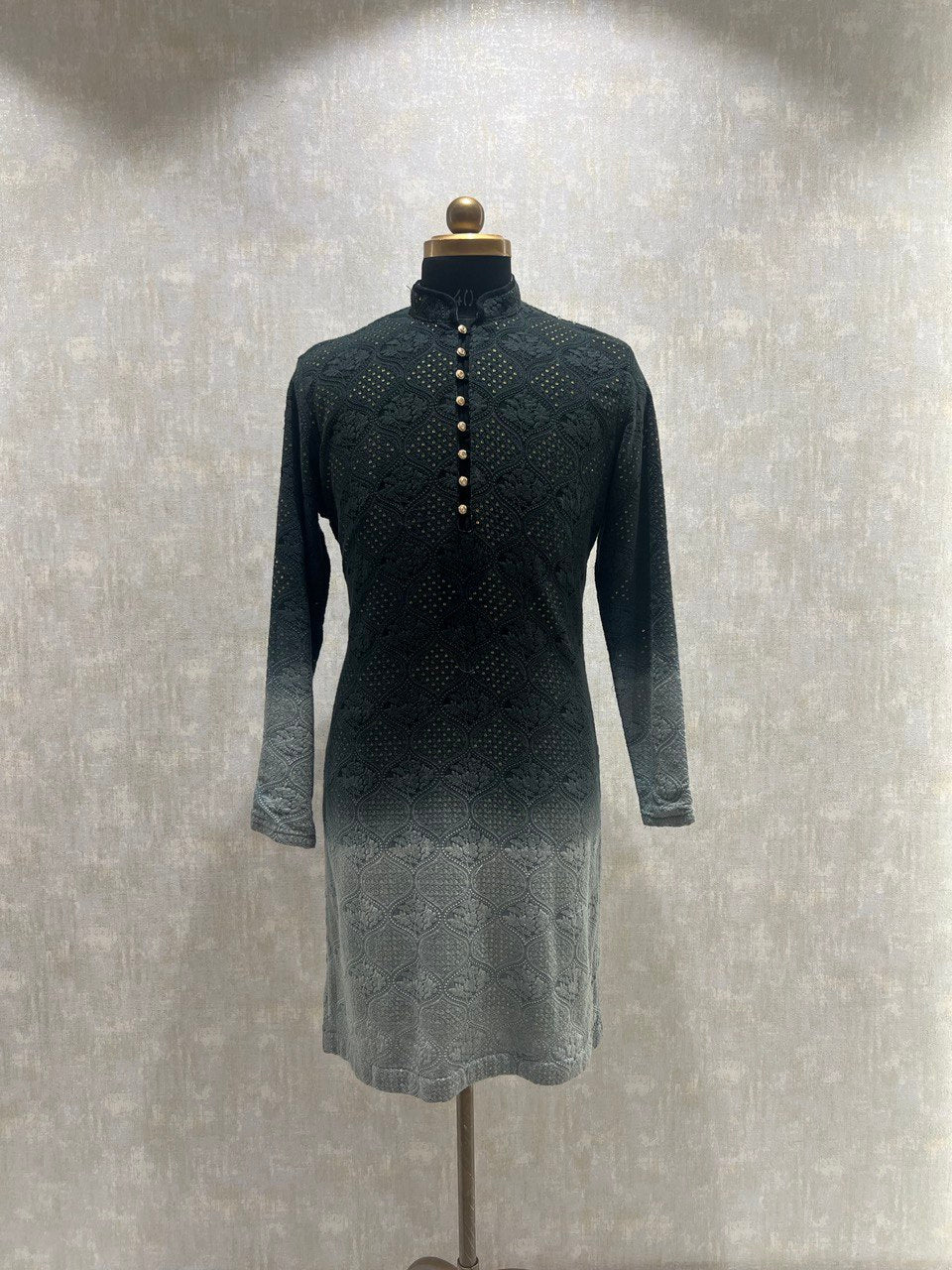 Ombre Dyed Chikankari Kurta Set With Sequins